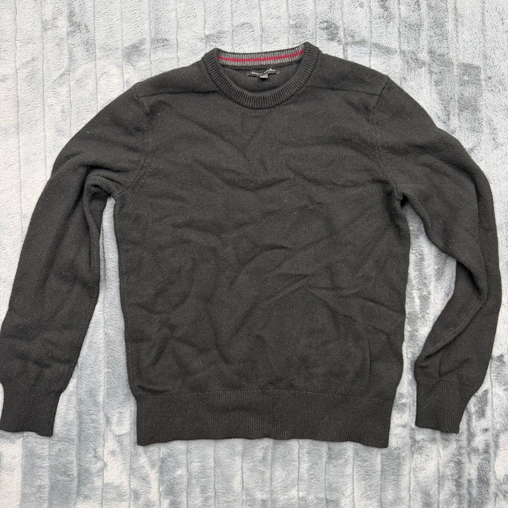 Banana Republic Mens Extra Fine Merino Wool Crew Neck Sweater Black 969854 L